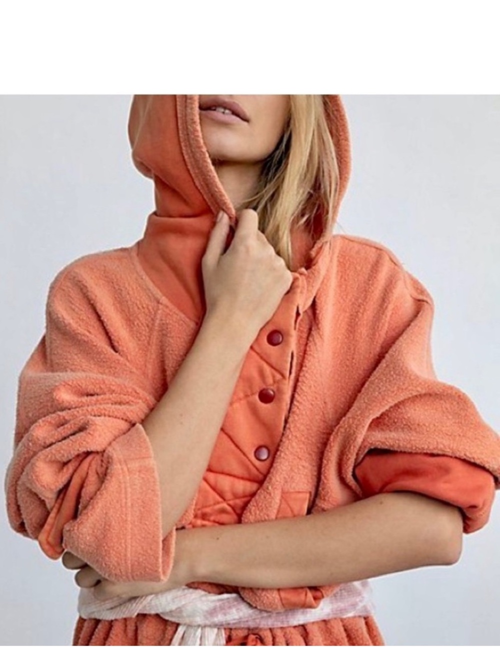 Free People Sadie Surplus Knit Jacket Women’s Size XS Terry Knit Anorak Orange